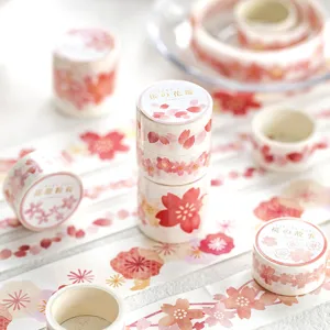 Set di nastro washi con fiori di ciliegio carino per diario e cancelleria creativa.