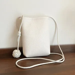 Petit Sac Carré Minimaliste en Cuir PU pour Femmes Sac Bandoulière Téléphone Texture Litchi avec Fermoir Magnétique et Nœud