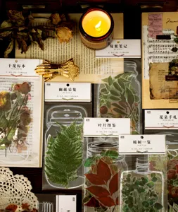 Schattige botanische PET planner sticker set, transparante bloemige journal benodigdheden DIY.