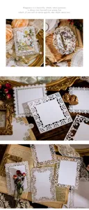 Tarjetas de papel de encaje vintage cortadas con laser para scrapbooking y diario decorativo.