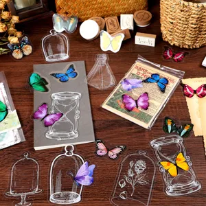 PET butterfly sticker pack for journaling and scrapbooking, aesthetic decorative stickers