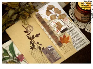Botanisch PET-journaal stickerpakket voor DIY scrapbooking en vintage decoratie.