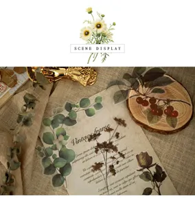Vintage botanische PET journaling stickerpakket en DIY materiaal decoratieve papieren.