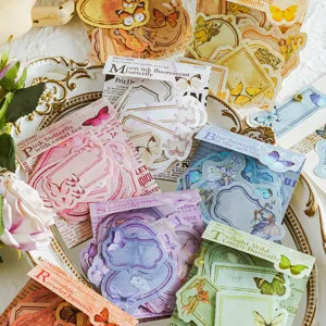 Retro Butterfly Sticker Pack Writable DIY Scrapbook Journaling Decorative Material Collage Supplies Aesthetic Stationery