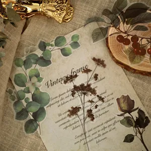 Vintage botanische PET dagboek stickers pakket grote DIY planten scrapbook materiaal set