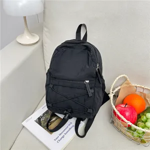 Casual black nylon backpack lightweight travel school bag for daily commute and student use