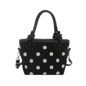 Korean style polka dot bucket bag fashion casual top handle shoulder crossbody bag for women