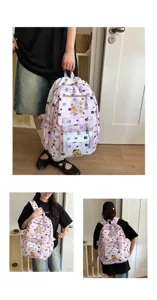 Zaino carino con stampa capibara, grande borsa da scuola per pendolari con cinghie arcobaleno.
