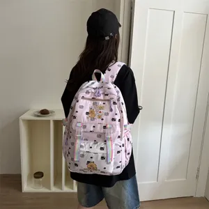 Zaino casual carino con stampa di cartoni animati grande capacità per scuola e viaggio.