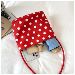 Red white polka dot nylon shoulder bag fashion underarm bag casual daily commuting tote bag