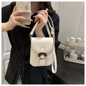 Sac bandoulière vertical uni pour femme, sac de téléphone portable chic et simple.