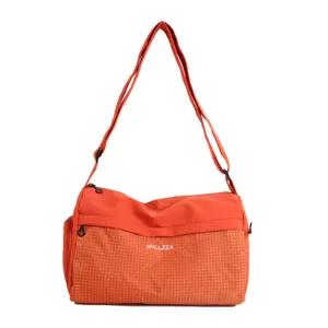 Small portable orange travel duffel bag minimalist casual fitness sports luggage handbag for women.