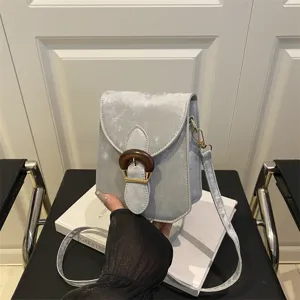 Sac bandoulière minimaliste en velours pour femmes, sac d'épaule téléphone vertical