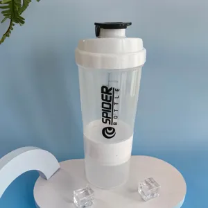 Transparent protein shaker bottle multi-layer fitness gym water bottle with powder box