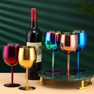 Bicchieri da vino in acciaio inossidabile colorato set calici metallo per festa bar