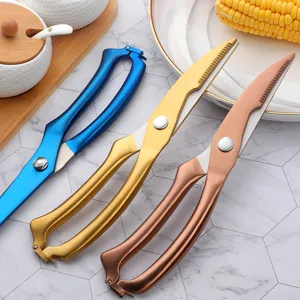 Ciseaux de cuisine robustes en acier inoxydable pour poulet poisson viande multifonction.
