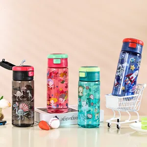 Kids cartoon water bottle children plastic sipper cup cute portable outdoor drinkware cup