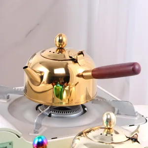 Théière en Acier Inoxydable Poignée Latérale Fond Plat Grande Capacité Bouilloire pour Cuisine Maison Bureau
