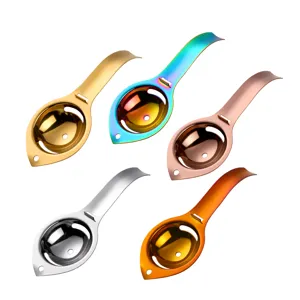 Separateur d'oeufs en acier inoxydable longue poignee cuisine outil de cuisson filtre blancjaune