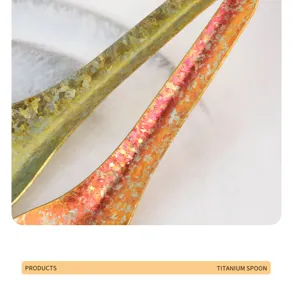 Cuchara de cristal de titanio puro, vajilla elegante de mango largo para el hogar.