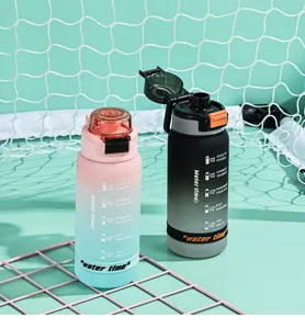Grande capacite gourde de sport degradee avec marqueur de temps, bouteille d'eau portable.