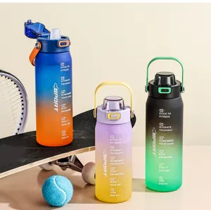 Gedetailleerd overzicht van grote capaciteit verloop sport waterfles met motivatie citaten.