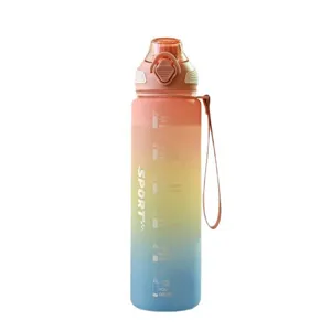 Große Kapazität Farbverlauf Sport Trinkflasche mit Zeitmarkierung und tragbarem Gurt.