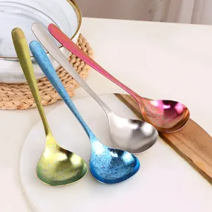 Cuillère à Soupe Coréenne en Titane Pur Légère et Durable Vaisselle en Cristal de Glace Outil de Cuisine Moderne et Minimaliste
