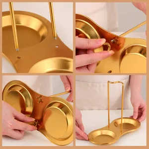 Gouden roestvrijstalen hete pot pollepelhouder creatieve keuken kookgerei plank hoofdbeeld
