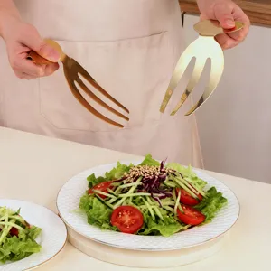 Griffes à Salade en Acier Inoxydable Outil de Cuisine Fourchette de Mélange de Salade de Légumes et de Fruits Serveur à Salade en Métal Poli Miroir pour Maison Hôtel