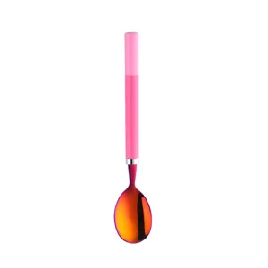 cuillère en acier inoxydable 304 avec manche rose design créatif style coréen vaisselle