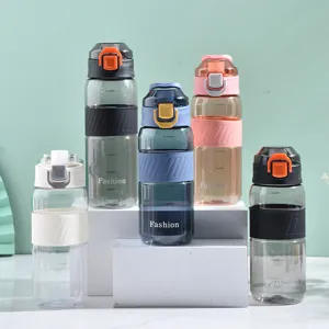 Draagbare Kunststof Sport Waterfles Met Antislip Handvat En Klikdeksel Direct Drinken Fitness Beker Voor Buiten Unisex