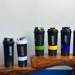 Mehrschichtige Shaker-Flasche Kunststoff Proteinpulver Mischbecher Tragbare Ausfallsichere Fitness Sport Wasserflasche