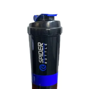 3-Schichten Fitness Shaker Flasche mit Mixball, langlebiger Kunststoff Eiweissbecher.