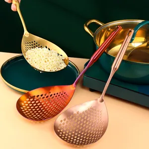 Espumadera de cocina de acero inoxidable para escurrir pasta, herramienta duradera.