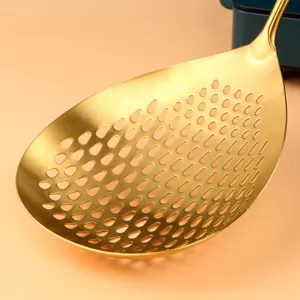 Espumadera de acero inoxidable dorada colador de cocina malla gota de agua utensilio