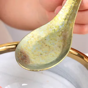 Puro titanio cuchara plana china cristal de hielo cuchara de sopa colorida vajilla