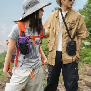 Outdoor Chest Bag Shoulder Strap Storage Pouch Hiking Backpack Color Block Nylon Crossbody Bag