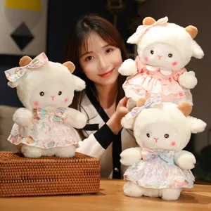 Cute lamb plush toy stuffed animal soft doll cute girl pillow birthday gift for kids and besties