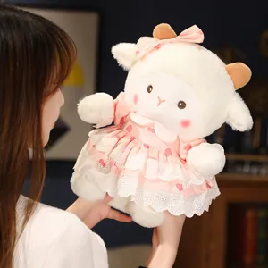 Cute pink sheep plush toy soft stuffed animal doll for kids girls birthday gift pillow.