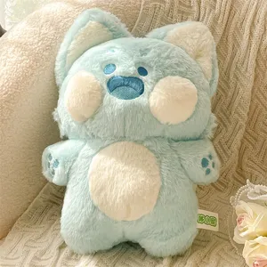 Peluche de gato azul muñeca, suave almohada de peluche para niños niñas regalo de cumpleaños.