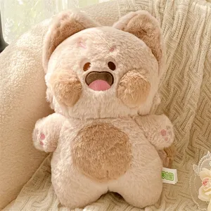 Lindo peluche de gato marrón muñeca almohada suave regalo de cumpleaños para niñas niños