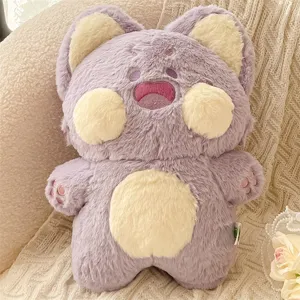 Lindo gato de peluche morado juguete suave muñeca cojín de animal para regalo niños