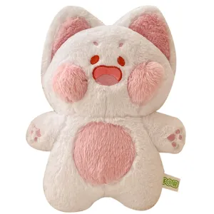 Bonito gato blanco y rosa de peluche suave animal muñeca cojín regalo de cumpleaños