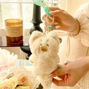 Lindo gato de peluche esponjoso llavero bolsa colgante suave animal de juguete lindo