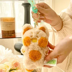 Lindo llavero de gato de peluche suave esponjoso colgante de bolso juguete regalo ideal