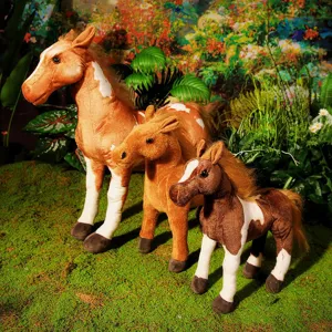 Simulation horse plush toy set, cute stuffed animal doll home decor and photography props.