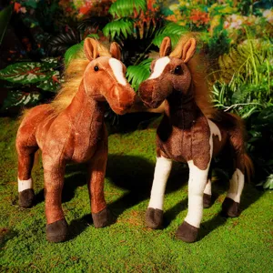 Detailed shot of simulation horse plush toy doll, realistic design, perfect home and car decor.