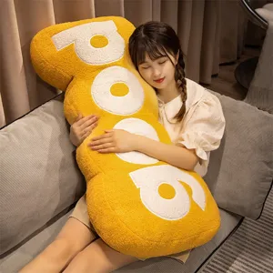 Cozy yellow letter plush body pillow, soft stuffed cushion for sleeping, sofa cushion.