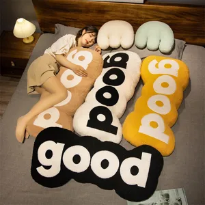 Cute letter good plush long body pillow, soft stuffed sleeping companion cushion for girls room.